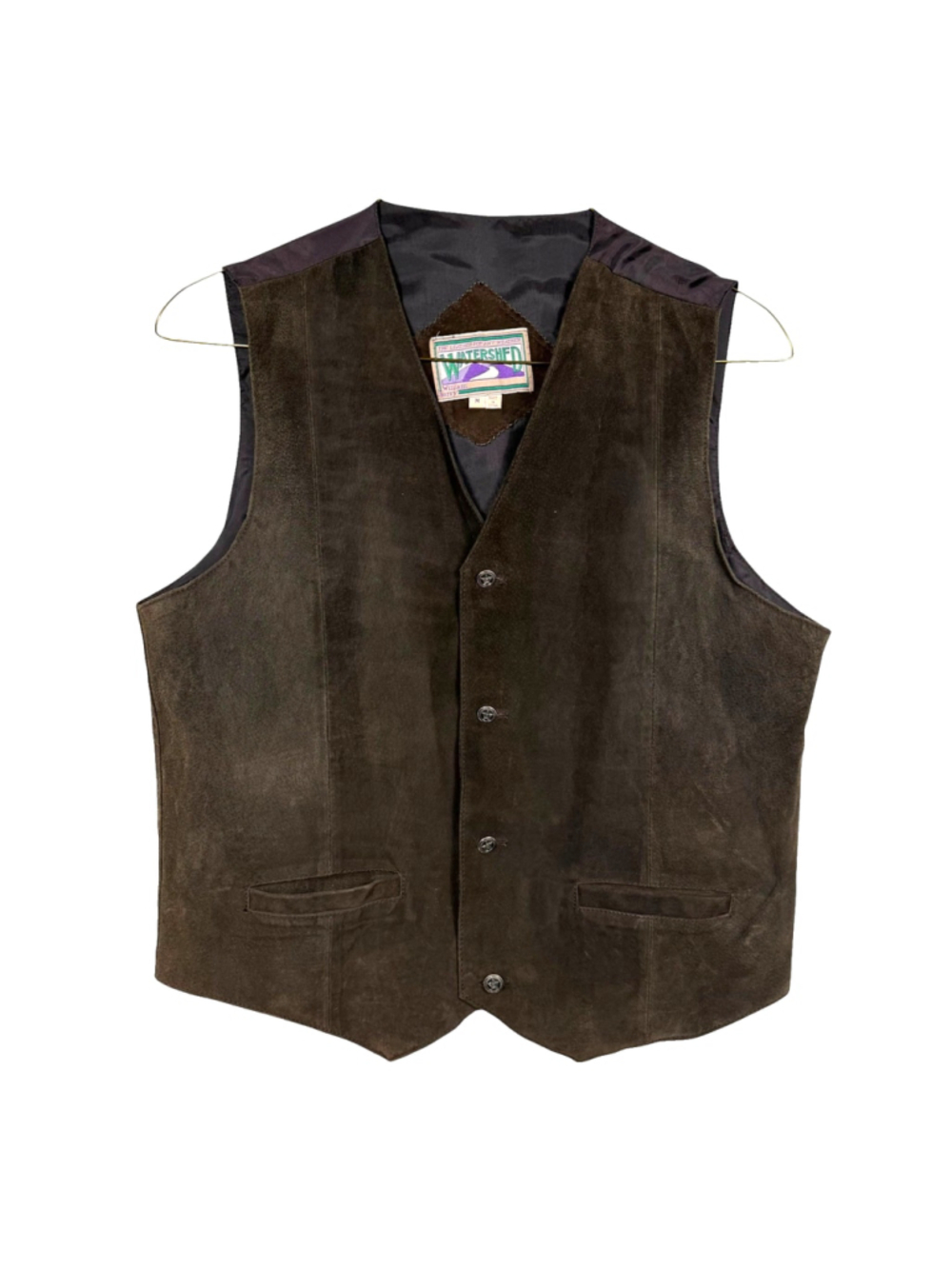 Vintage Watershed William Barry Vest Brown Leather Western Biker Men's Medium